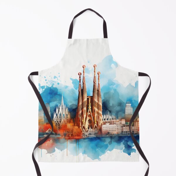 Item preview, Barcelona watercolor painting, Barcellona 2D skyline, Spain travel, Spanish city, Barcelona souvenir designed and sold by SpettacolArte.