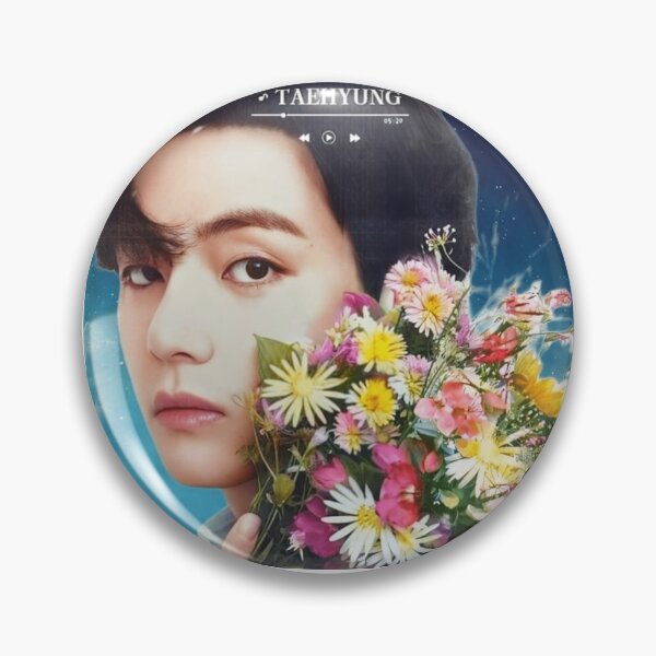 Item preview, BTS Taehyung 'MONOCHROME' Cute, Aesthetic Print, BTS V Holding Flower, Blue Graphic Background. designed and sold by EpiphanyArt28.