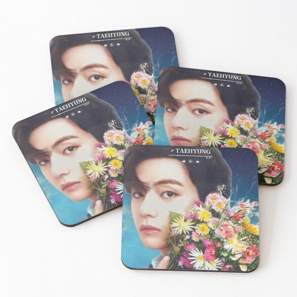 Item preview, BTS Taehyung 'MONOCHROME' Cute, Aesthetic Print, BTS V Holding Flower, Blue Graphic Background. designed and sold by EpiphanyArt28.
