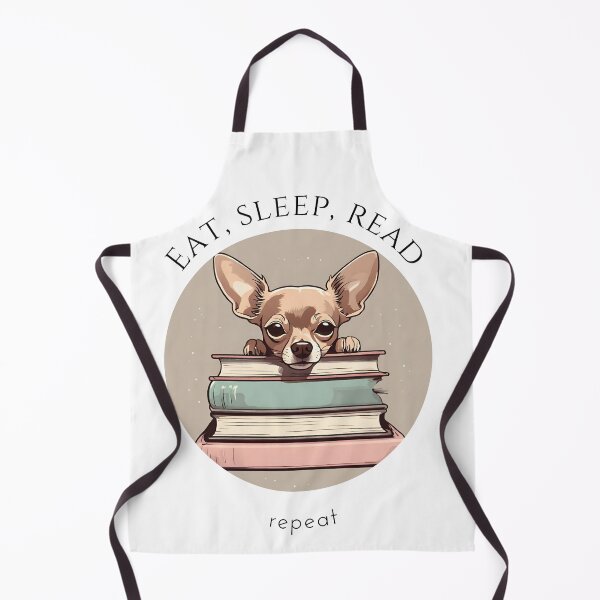 Item preview, Eat sleep read repeat books bookwarm booklover funny cute brown chihuahua dog designed and sold by SoulfulT.