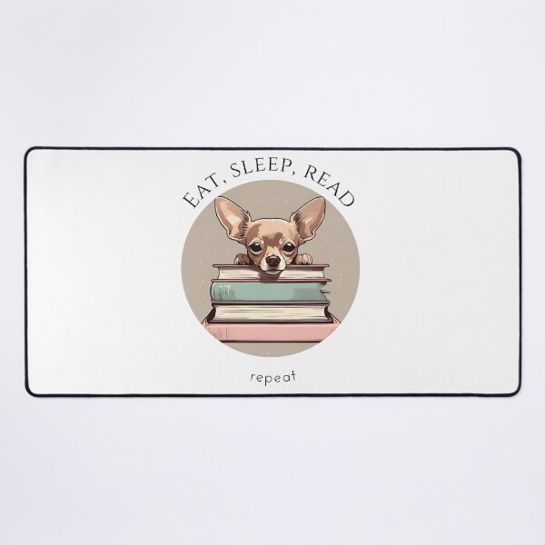 Item preview, Eat sleep read repeat books bookwarm booklover funny cute brown chihuahua dog designed and sold by SoulfulT.