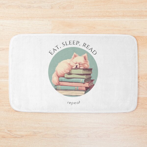Item preview, Eat sleep read repeat books bookwarm booklover funny cute pomeranian dog designed and sold by SoulfulT.