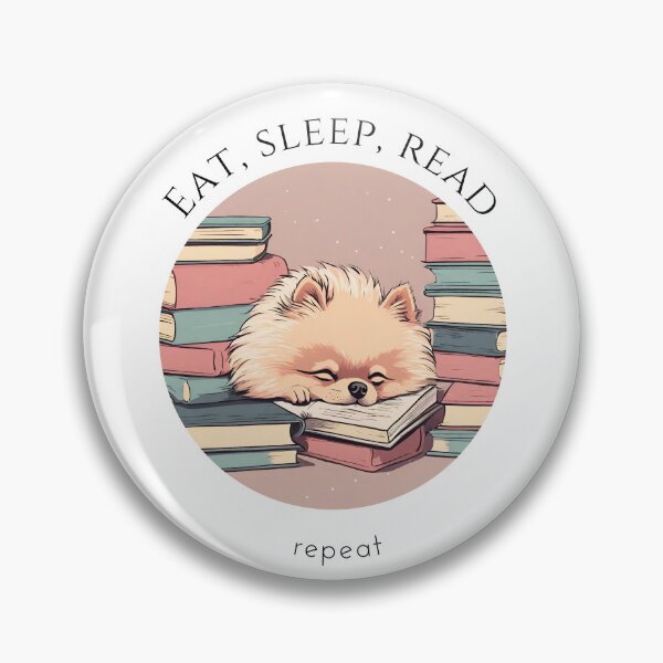 Item preview, Eat sleep read repeat books bookwarm booklover funny cute sleeping pomeranian dog designed and sold by SoulfulT.