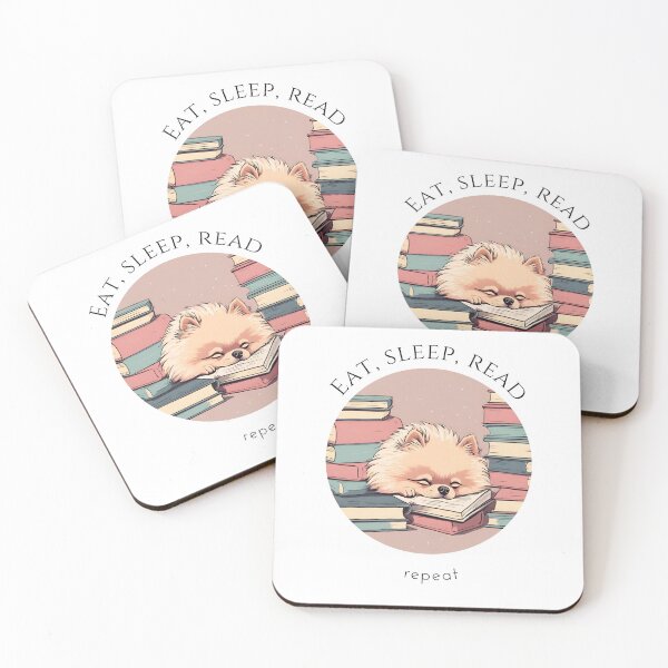 Item preview, Eat sleep read repeat books bookwarm booklover funny cute sleeping pomeranian dog designed and sold by SoulfulT.