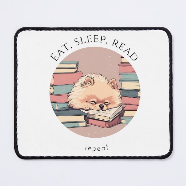 Item preview, Eat sleep read repeat books bookwarm booklover funny cute sleeping pomeranian dog designed and sold by SoulfulT.