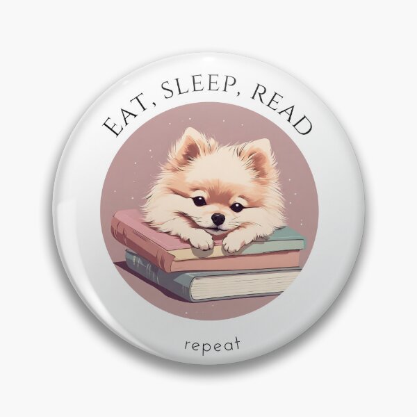 Item preview, Eat sleep read repeat books bookwarm booklover funny cute fluffy pomeranian dog designed and sold by SoulfulT.