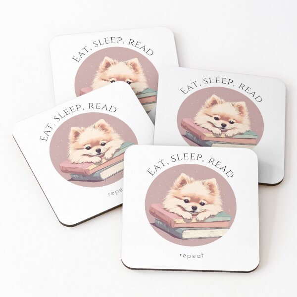 Item preview, Eat sleep read repeat books bookwarm booklover funny cute fluffy pomeranian dog designed and sold by SoulfulT.
