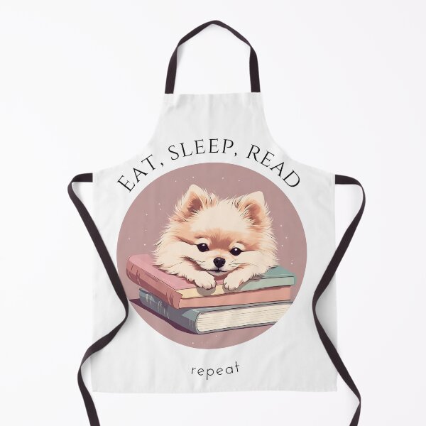 Item preview, Eat sleep read repeat books bookwarm booklover funny cute fluffy pomeranian dog designed and sold by SoulfulT.