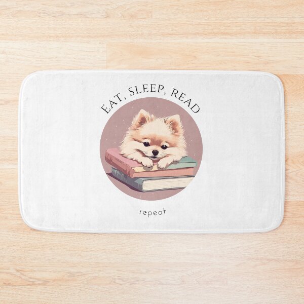 Item preview, Eat sleep read repeat books bookwarm booklover funny cute fluffy pomeranian dog designed and sold by SoulfulT.
