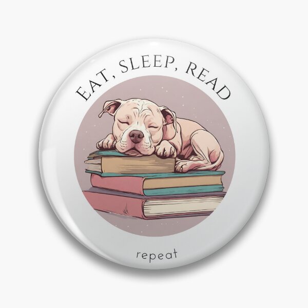 Item preview, Eat sleep read repeat books bookwarm booklover funny cute pittbull dog designed and sold by SoulfulT.