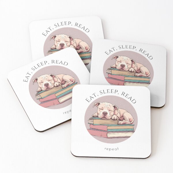 Item preview, Eat sleep read repeat books bookwarm booklover funny cute pittbull dog designed and sold by SoulfulT.