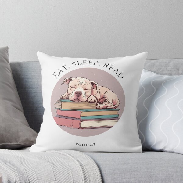 Item preview, Eat sleep read repeat books bookwarm booklover funny cute pittbull dog designed and sold by SoulfulT.
