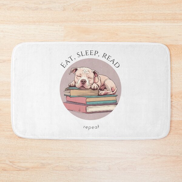Item preview, Eat sleep read repeat books bookwarm booklover funny cute pittbull dog designed and sold by SoulfulT.
