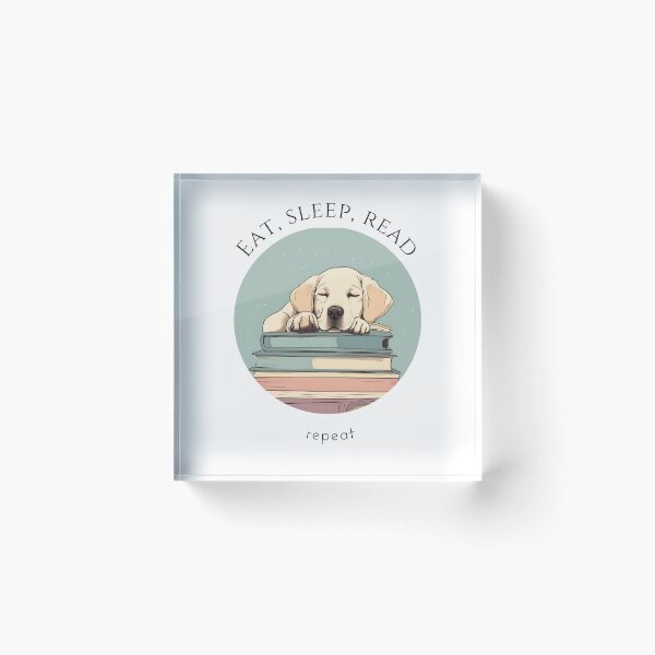 Item preview, Eat sleep read repeat books bookwarm booklover funny cute labrador dog designed and sold by SoulfulT.