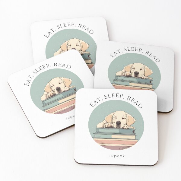 Item preview, Eat sleep read repeat books bookwarm booklover funny cute labrador dog designed and sold by SoulfulT.