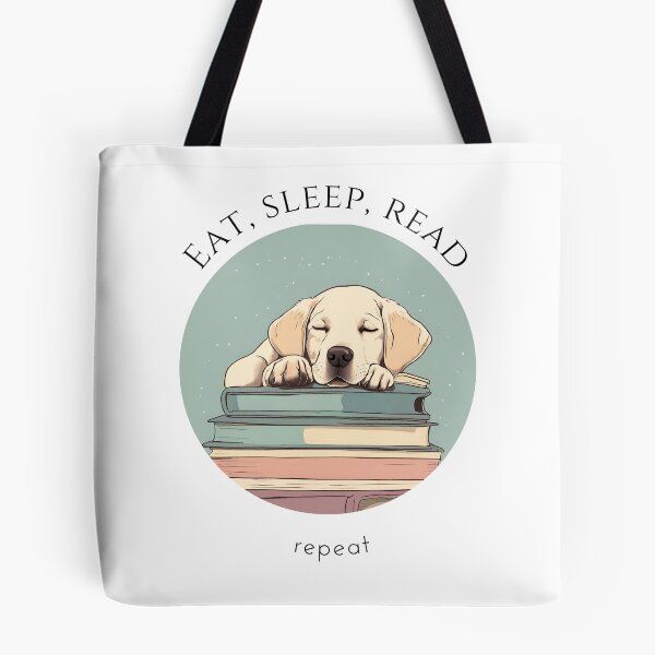 Item preview, Eat sleep read repeat books bookwarm booklover funny cute labrador dog designed and sold by SoulfulT.