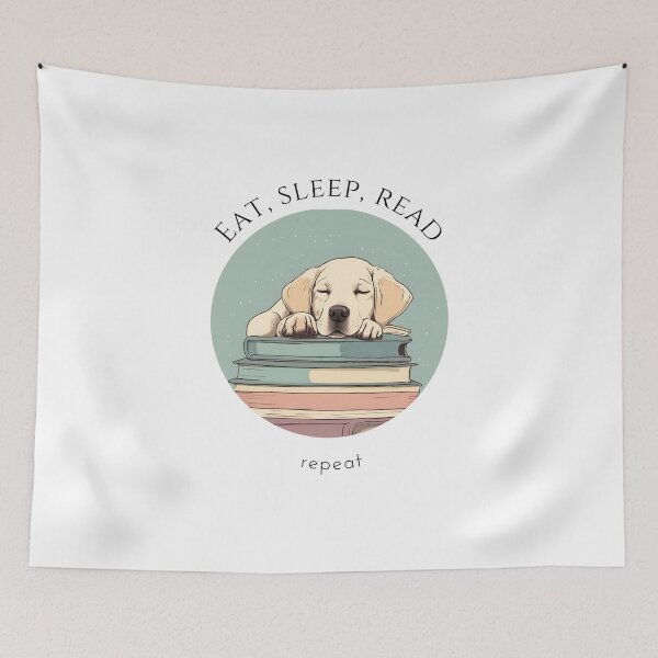 Item preview, Eat sleep read repeat books bookwarm booklover funny cute labrador dog designed and sold by SoulfulT.