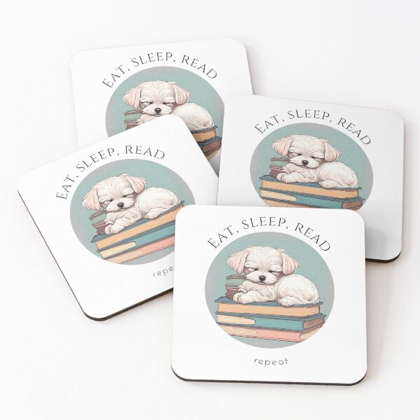 Item preview, Eat sleep read repeat books bookwarm booklover funny cute maltese dog designed and sold by SoulfulT.