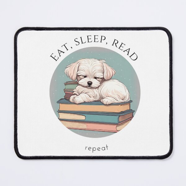 Item preview, Eat sleep read repeat books bookwarm booklover funny cute maltese dog designed and sold by SoulfulT.