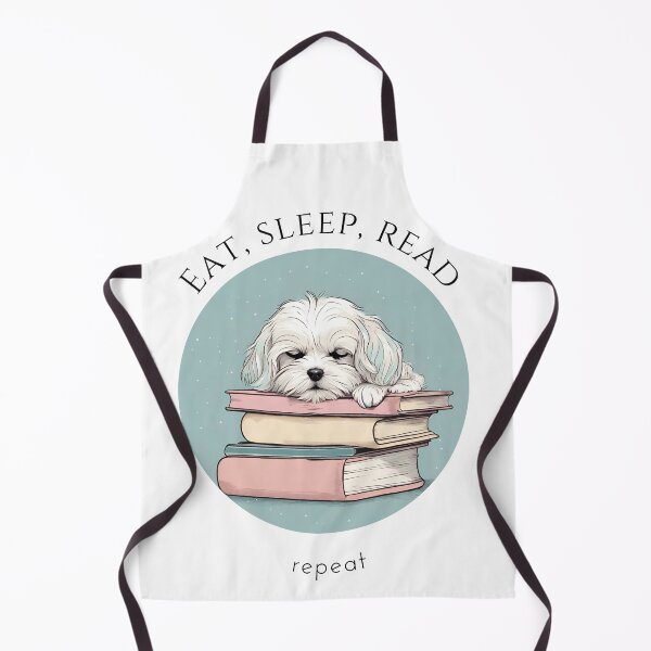 Item preview, Eat sleep read repeat books bookwarm booklover funny cute fluffy maltese dog designed and sold by SoulfulT.