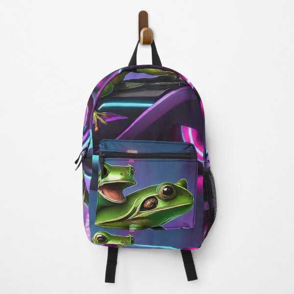 Item preview, Frogs Riding Bike Through Neon Dreamscape designed and sold by bub creates.