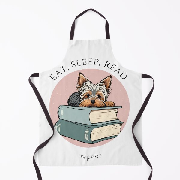 Item preview, Eat sleep read repeat books bookwarm booklover funny cute fluffy yorkshire terrier dog designed and sold by SoulfulT.