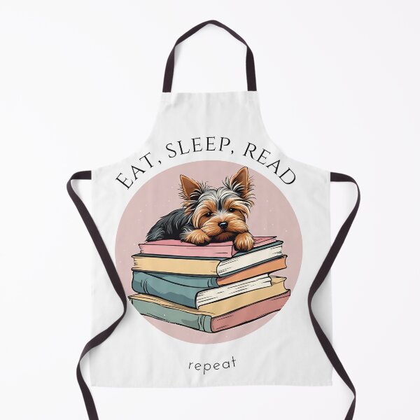 Item preview, Eat sleep read repeat books bookwarm booklover funny cute yorkshire terrier dog designed and sold by SoulfulT.