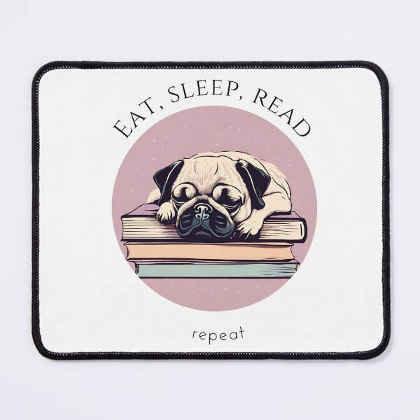 Item preview, Eat sleep read repeat books bookwarm booklover funny cute sleeping pug dog designed and sold by SoulfulT.