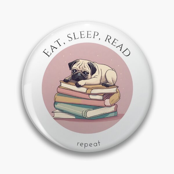 Item preview, Copy of Eat sleep read repeat books bookwarm booklover funny cute pug dog designed and sold by SoulfulT.