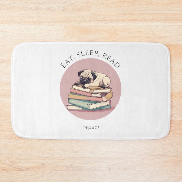 Item preview, Copy of Eat sleep read repeat books bookwarm booklover funny cute pug dog designed and sold by SoulfulT.