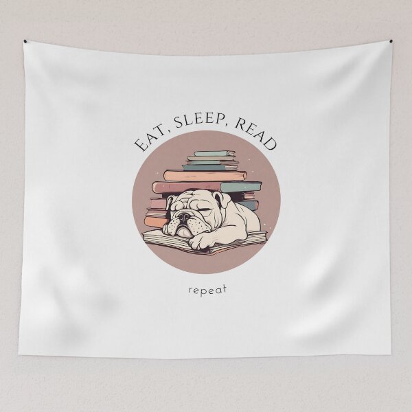 Item preview, Eat sleep read repeat books bookwarm booklover funny cute sleeping bulldog dog designed and sold by SoulfulT.