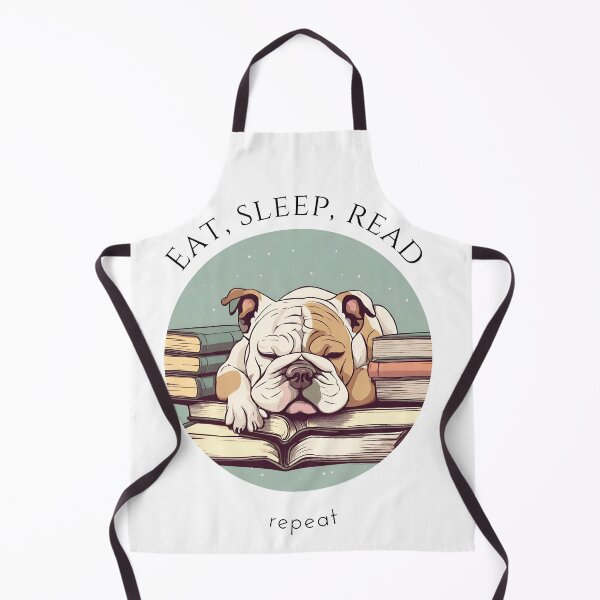 Item preview, Eat sleep read repeat books bookwarm booklover funny cute bulldog dog designed and sold by SoulfulT.
