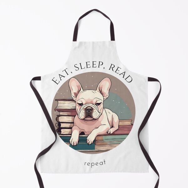 Item preview, Eat sleep read repeat books bookwarm booklover funny cute white french bulldog dog designed and sold by SoulfulT.