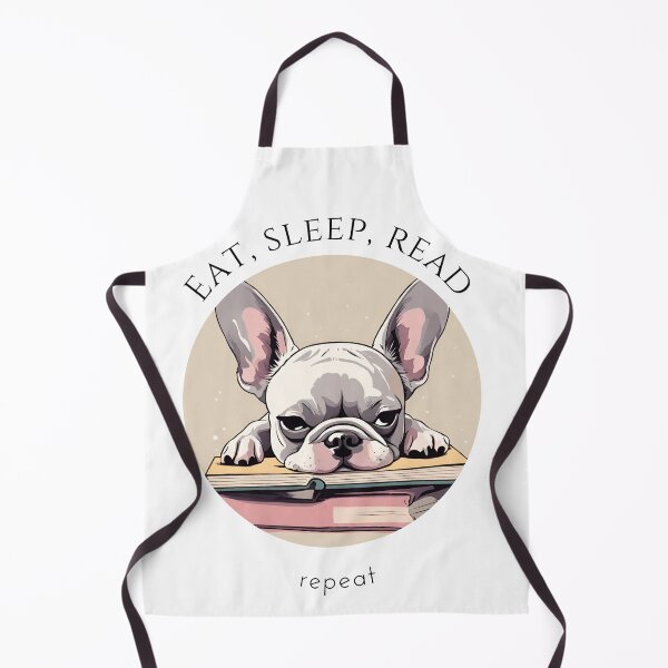 Item preview, Eat sleep read repeat books bookwarm booklover funny cute grey french bulldog dog designed and sold by SoulfulT.