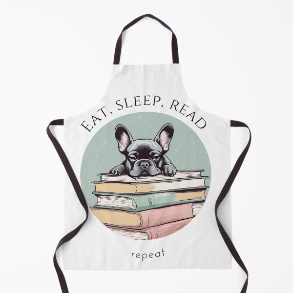Item preview, Eat sleep read repeat books bookwarm booklover funny cute black french bulldog dog designed and sold by SoulfulT.