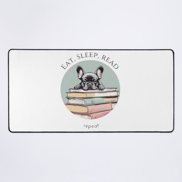 Item preview, Eat sleep read repeat books bookwarm booklover funny cute black french bulldog dog designed and sold by SoulfulT.