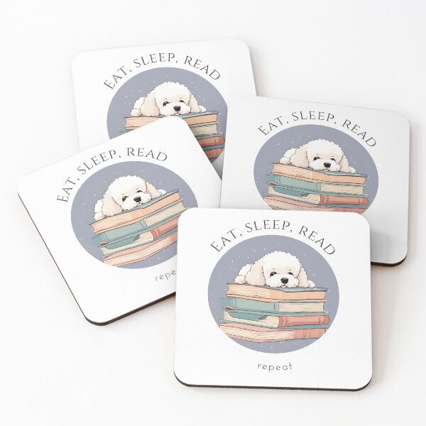 Item preview, Eat sleep read repeat books bookwarm booklover funny cute bichon fraise dog designed and sold by SoulfulT.