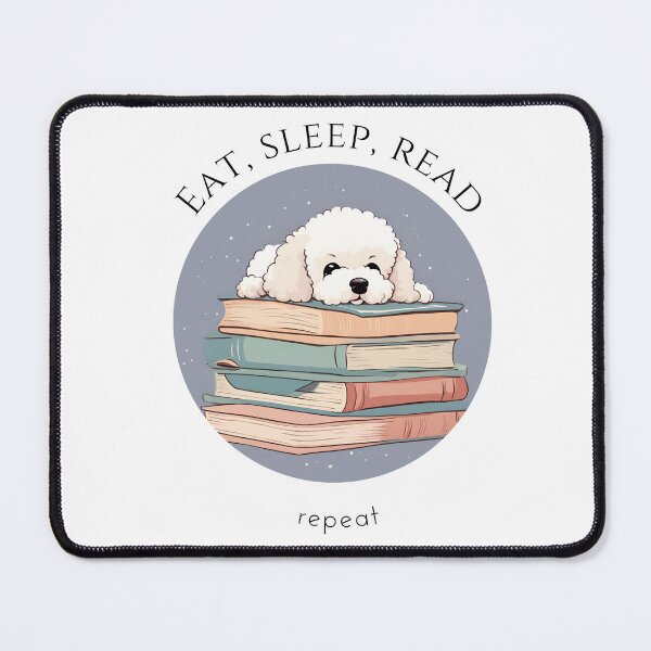 Item preview, Eat sleep read repeat books bookwarm booklover funny cute bichon fraise dog designed and sold by SoulfulT.