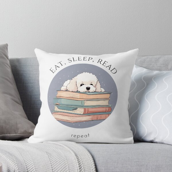 Item preview, Eat sleep read repeat books bookwarm booklover funny cute bichon fraise dog designed and sold by SoulfulT.