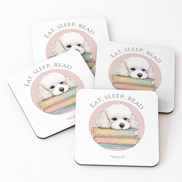 Item preview, Eat sleep read repeat books bookwarm booklover funny cute fluffy bichon fraise dog designed and sold by SoulfulT.