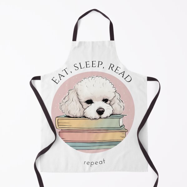 Item preview, Eat sleep read repeat books bookwarm booklover funny cute fluffy bichon fraise dog designed and sold by SoulfulT.