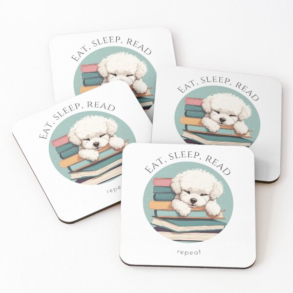 Item preview, Eat sleep read repeat books bookwarm booklover funny cute sleeping bichon fraise dog designed and sold by SoulfulT.