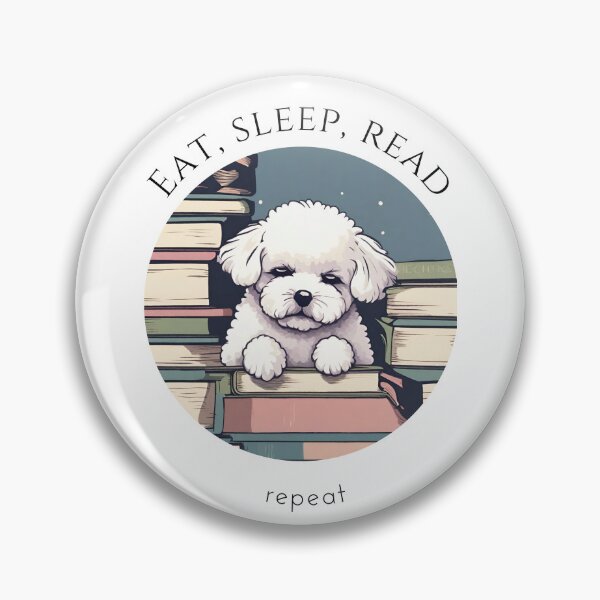 Item preview, Eat sleep read repeat books bookwarm booklover funny cute bichon fraise dog designed and sold by SoulfulT.