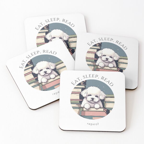 Item preview, Eat sleep read repeat books bookwarm booklover funny cute bichon fraise dog designed and sold by SoulfulT.