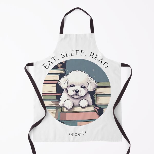 Item preview, Eat sleep read repeat books bookwarm booklover funny cute bichon fraise dog designed and sold by SoulfulT.