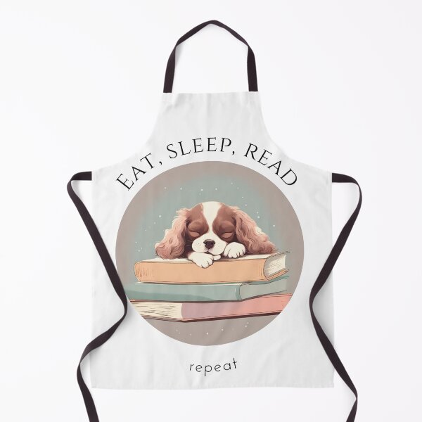 Item preview, Eat sleep read repeat books bookwarm booklover funny cute king charles spaniel dog designed and sold by SoulfulT.
