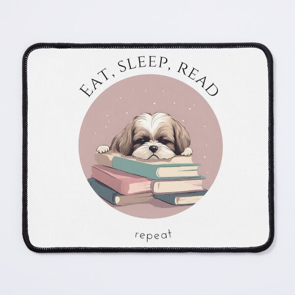 Item preview, Eat sleep read repeat books bookwarm booklover funny cute shiz tzu dog designed and sold by SoulfulT.