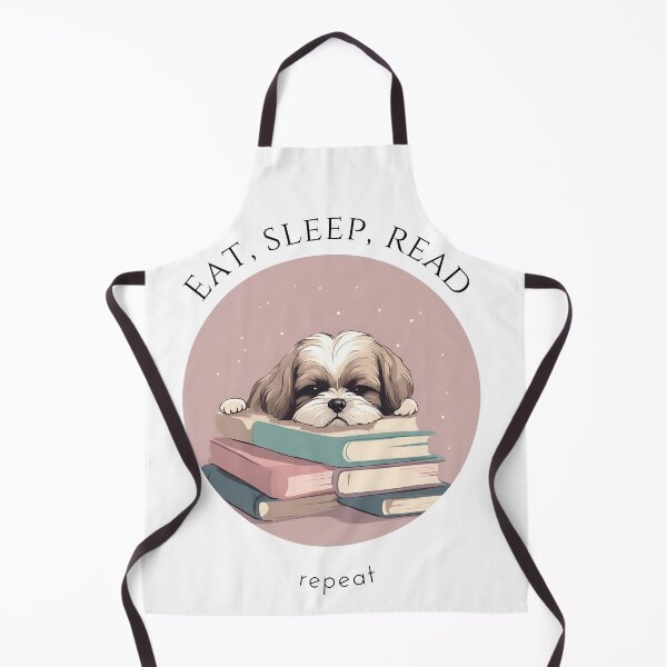 Item preview, Eat sleep read repeat books bookwarm booklover funny cute shiz tzu dog designed and sold by SoulfulT.