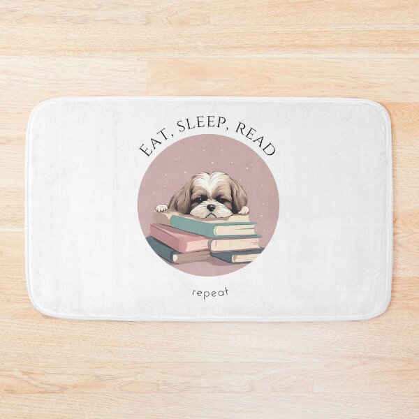 Item preview, Eat sleep read repeat books bookwarm booklover funny cute shiz tzu dog designed and sold by SoulfulT.