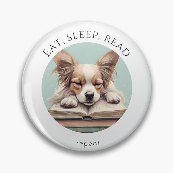 Item preview, Eat sleep read repeat books bookwarm booklover funny cute papillon dog designed and sold by SoulfulT.